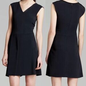 Theory Idavia Silk Knee Length Black Dress Size 10